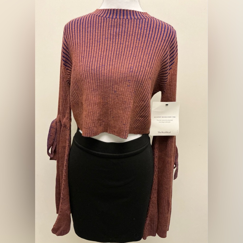 Ellery - Merino Wool Striped sweater Purple and Red Striped Knit